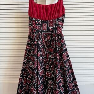 Vintage Red and Black Patterned Dress